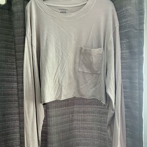 cropped long sleeve shirt with pocket